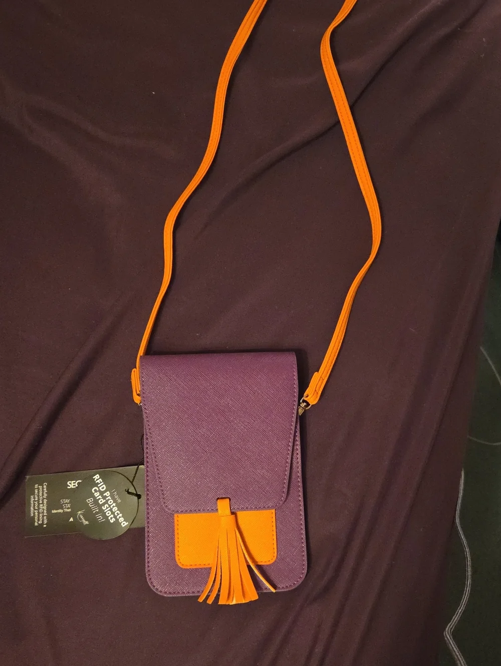 Purple and Orange Crossbody Phone Bag - Unbranded